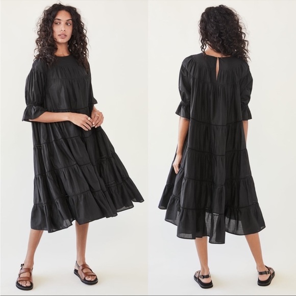 Merlette Dresses & Skirts - Merlette Paradis Black Tiered Midi Dress S